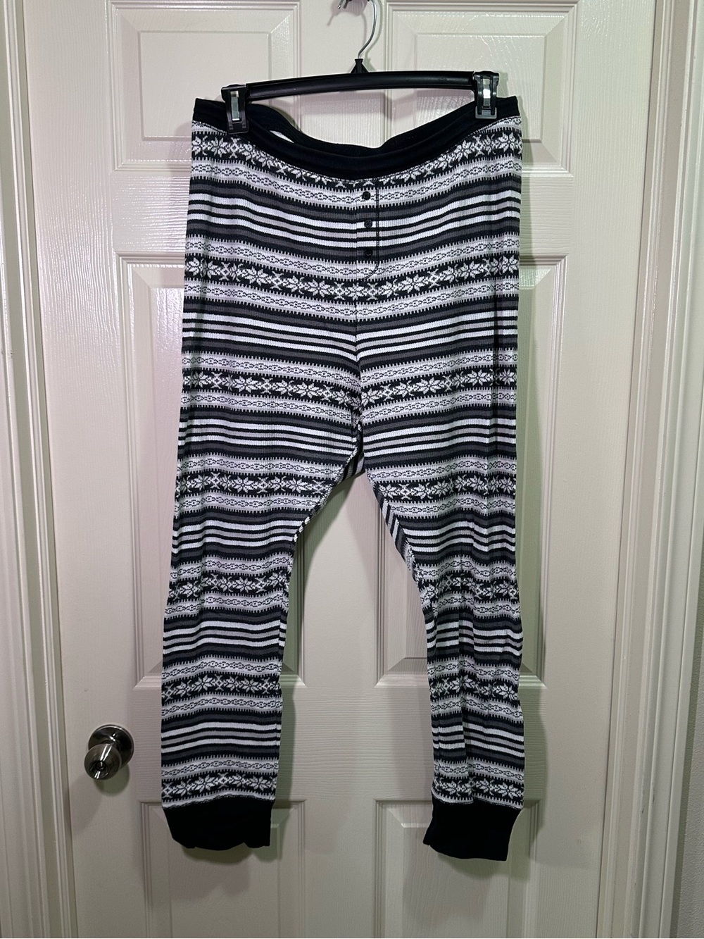 Old Navy Thermal Knit Pajama Lounge Pants Size XXL Black Fair Isle Snowflake